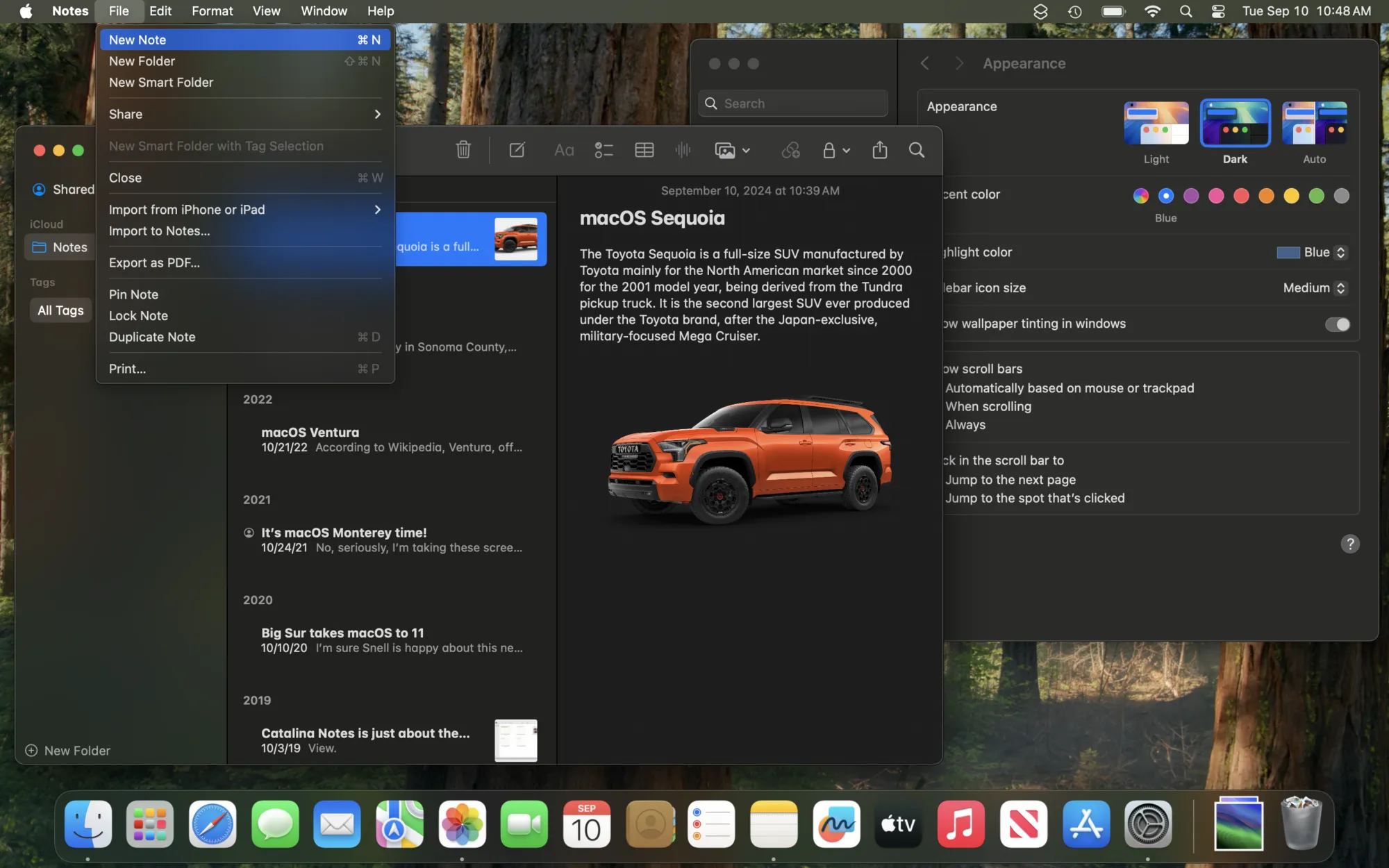 Dark mode macOS Sequoia screenshot