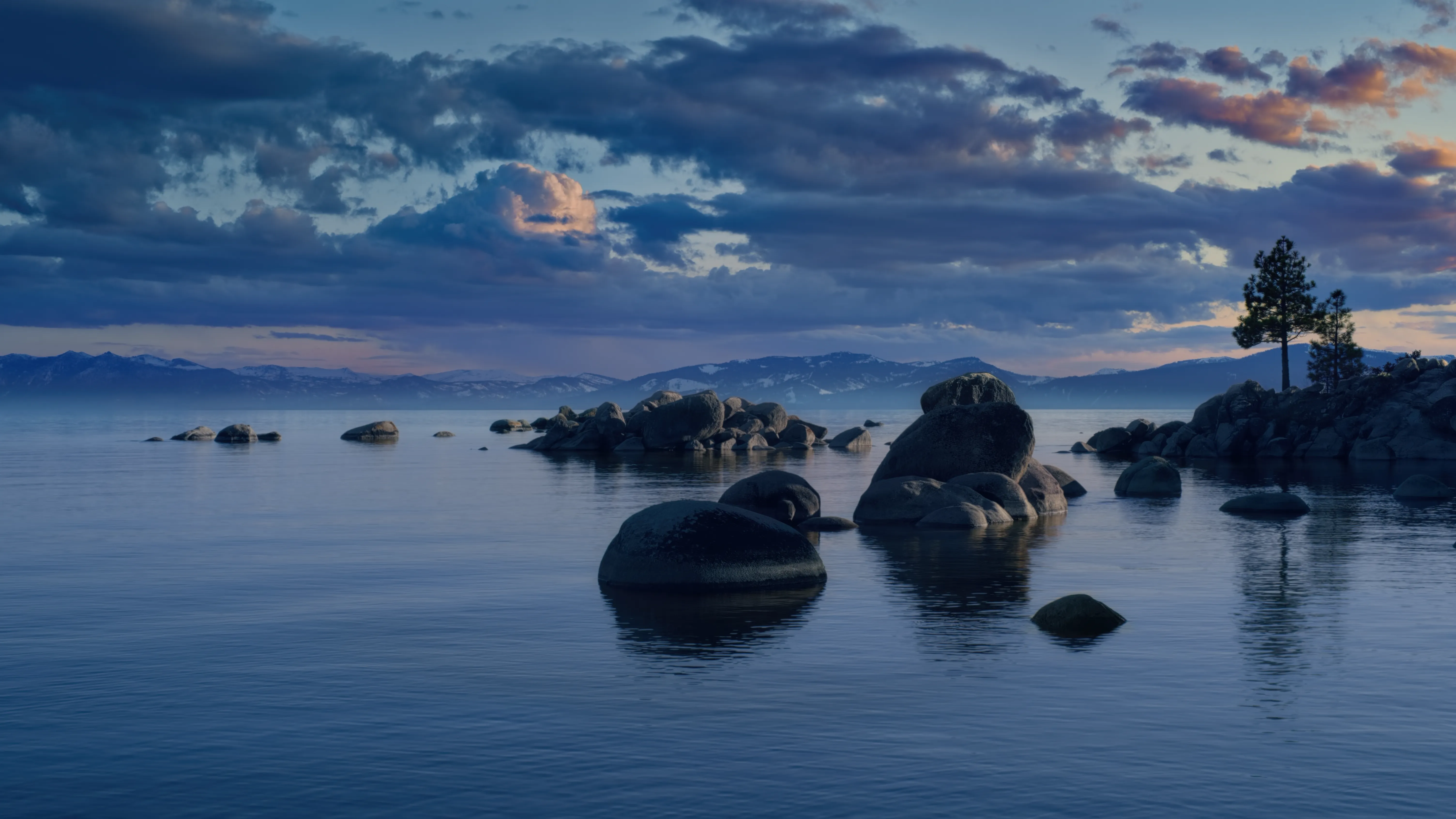 Tahoe beach at dusk